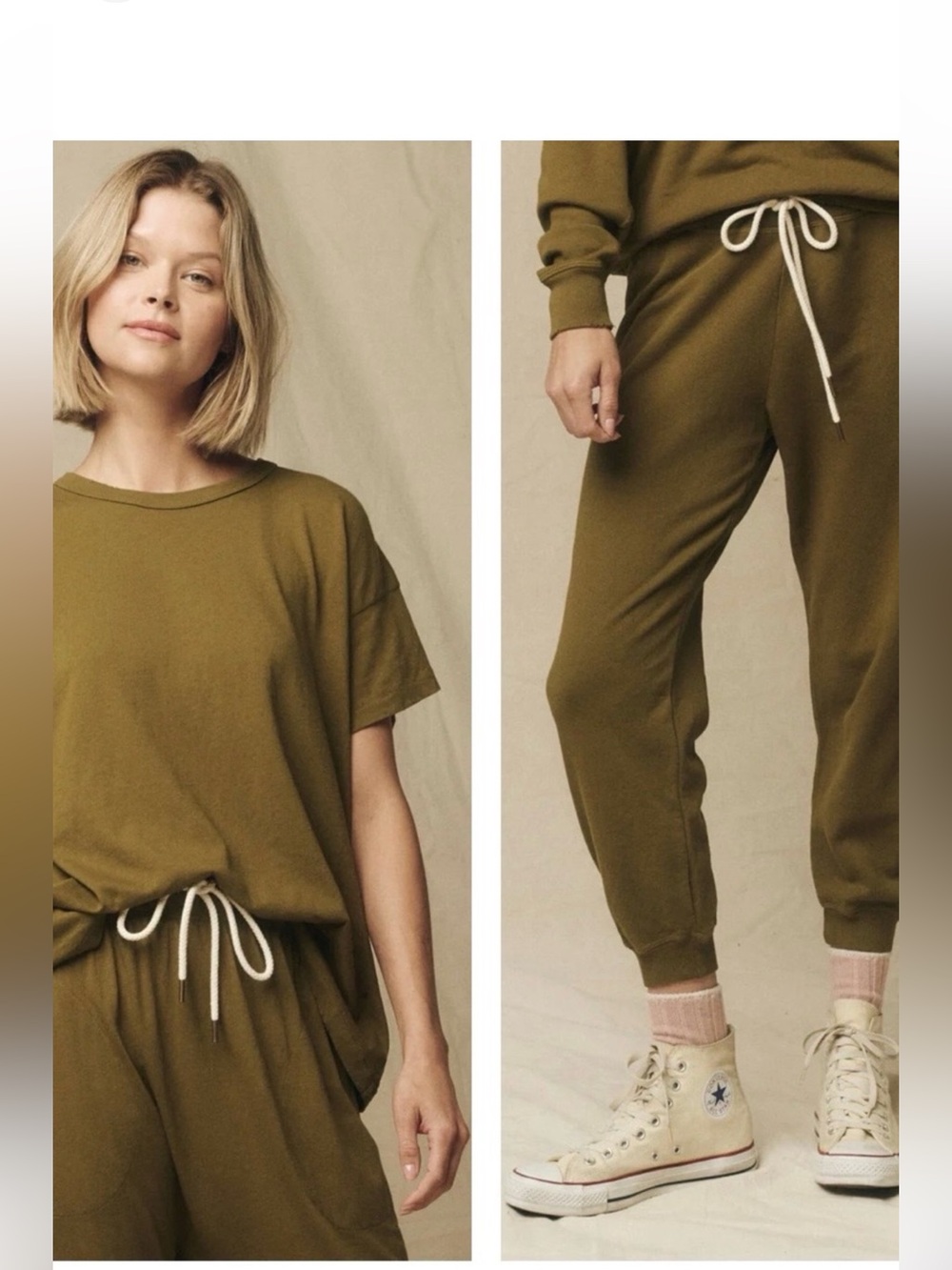 THE GREAT. The Cropped Sweatpant in Olive (2)